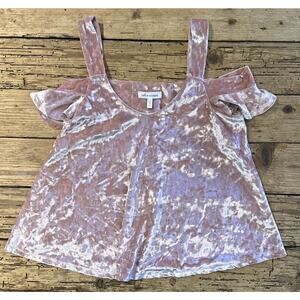 Self Esteem Women’s Pink Crushed Velvet Off The Shoulder Blouse Size S NWOT
